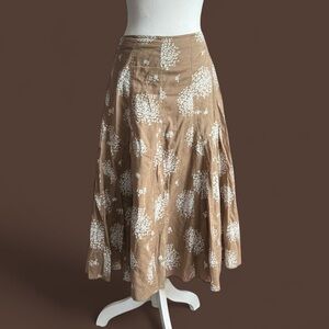 Cotton Brown Floral Women's Skirt
